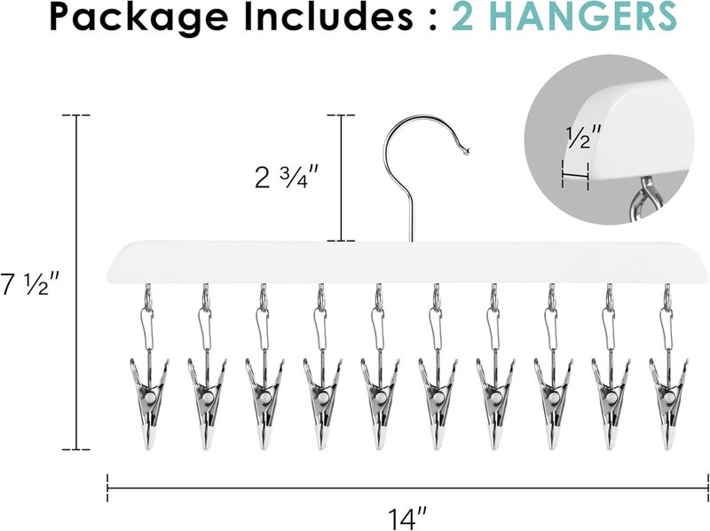 StorageWorks Hat Rack, Closet Organizer and Storage for Baseball Caps,Set of 2 with 10 Adjustable Stainless Steel Clips, Fits All Caps, White - Image 2